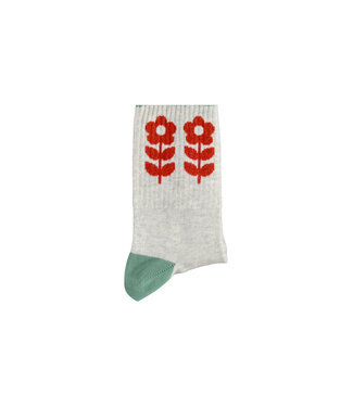 Piupiuchick socks | light grey w/ red flowers