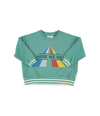 Piupiuchick sweatshirt | green w/ "here we go" print