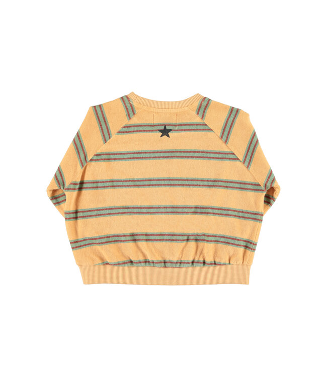 terry cotton sweatshirt | sand w/ double stripes