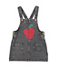 short dress w/ straps | washed black denim w/ apple print