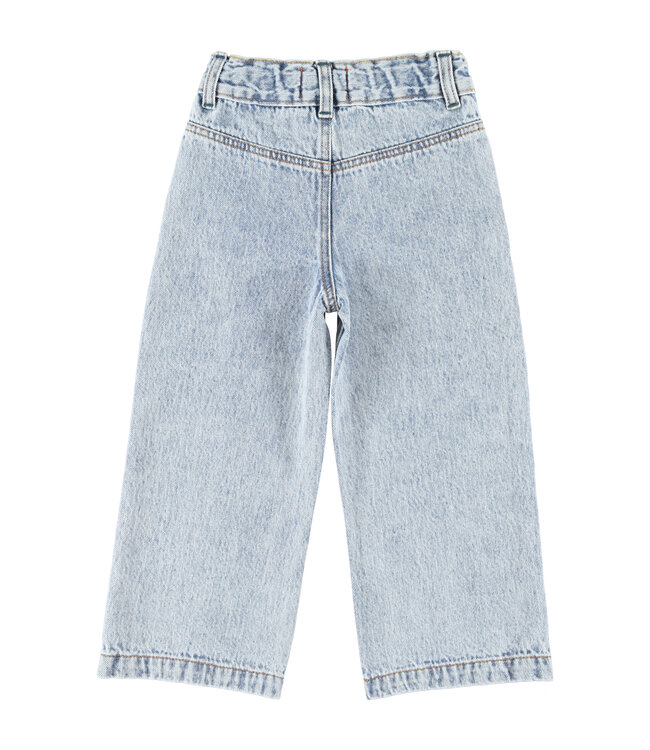 flare trousers | fadded light blue denim