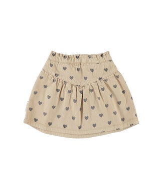 Piupiuchick short skirt | beige w/ black hearts