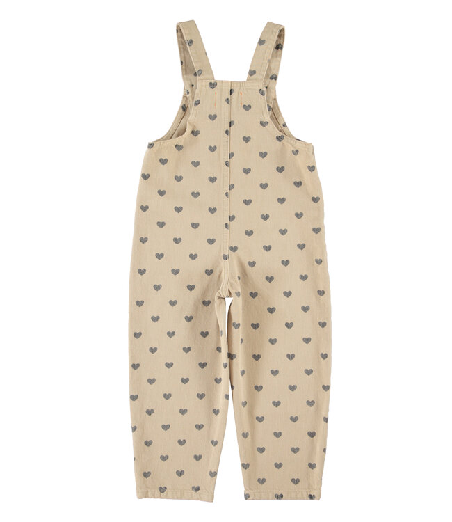 dungarees | beige w/ black hearts