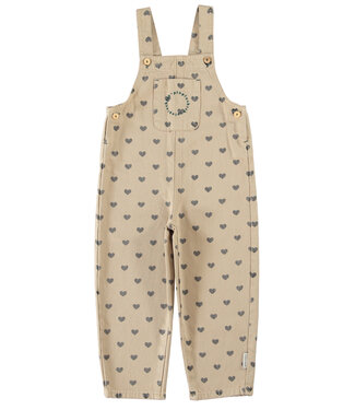 Piupiuchick dungarees | beige w/ black hearts