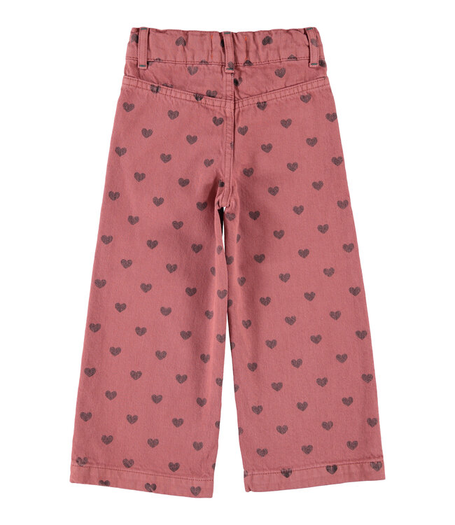 flare trousers | pink w/ black hearts