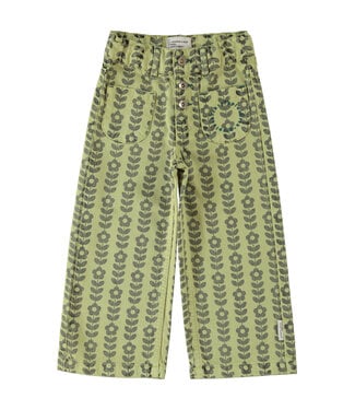 Piupiuchick flare trousers | green w/ black flowers