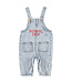 dungarees | fadded light blue denim w/ "school trip" print