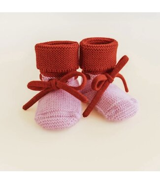 hvid Booties 0-9 Months Cotton Candy/Red