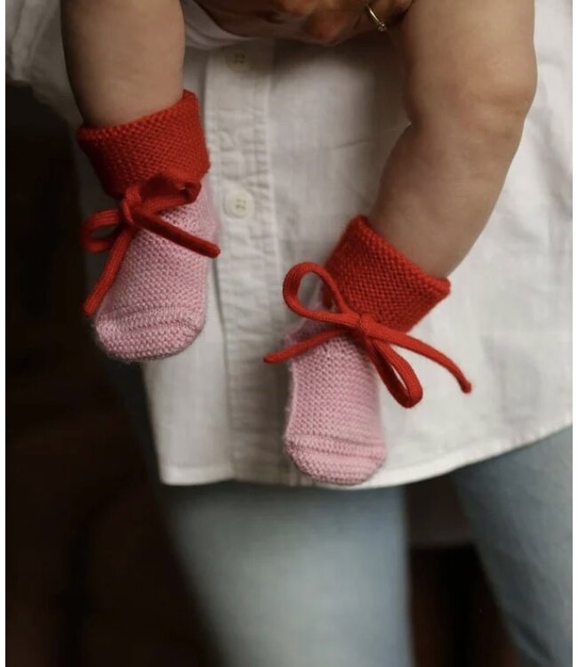 Booties 0-9 Months Cotton Candy/Red