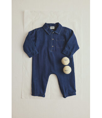 Cozmo Herringbone twill denim baby jumpsuit