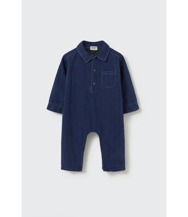 Herringbone twill denim baby jumpsuit