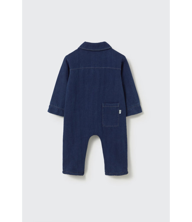 Herringbone twill denim baby jumpsuit