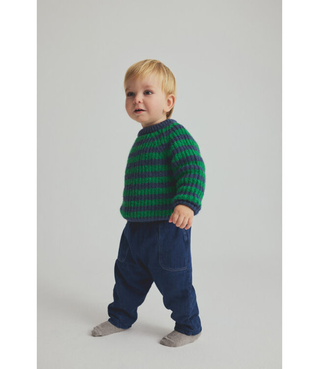 Herringbone twill denim baby pants