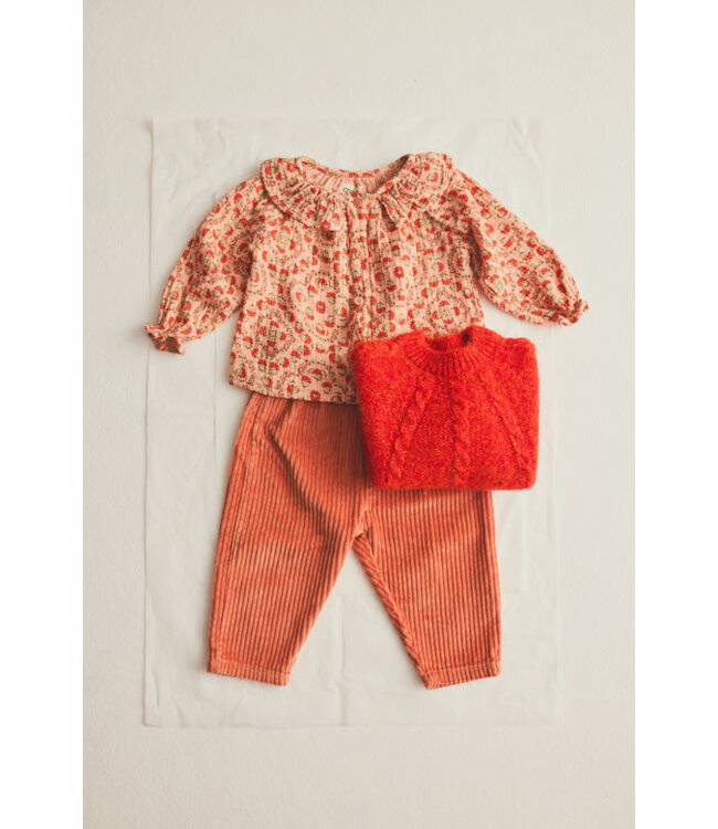 Textured floral print baby blouse