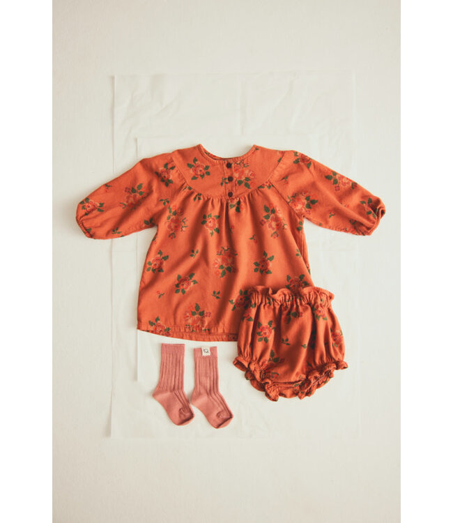 Cross stitch floral flannel baby dress
