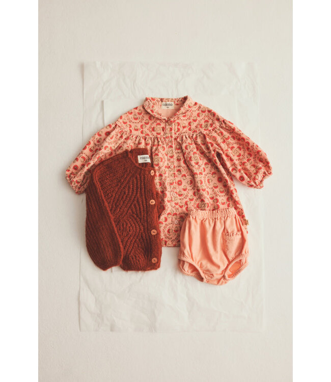 Floral fine wale corduroy baby dress
