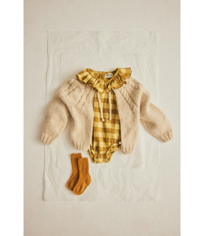 Textured gingham flannel baby romper