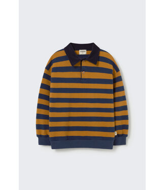 Cozmo Striped brushed soft knit polo sweater