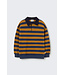 Striped brushed soft knit polo sweater