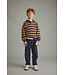 Striped brushed soft knit polo sweater