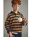 Striped brushed soft knit polo sweater