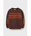 Washed brushed fleece striped sweatshirt