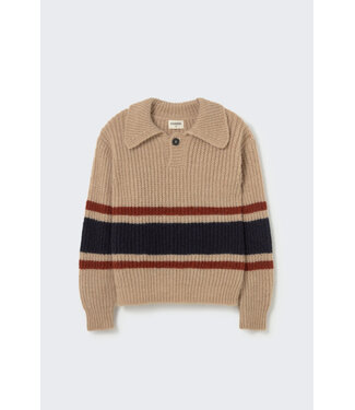Cozmo Light tricot knit striped polo sweater