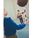 Light tricot knit striped polo sweater