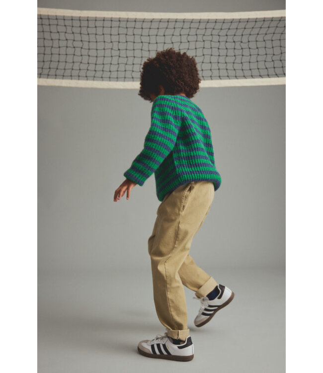 Light tricot knit striped sweater