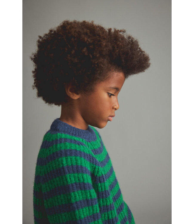Light tricot knit striped sweater