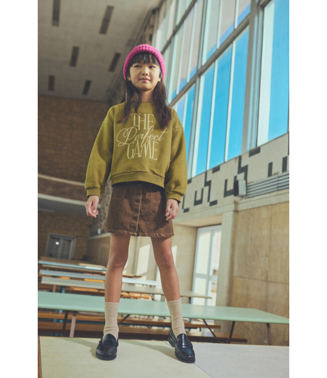 Washed color denim skirt