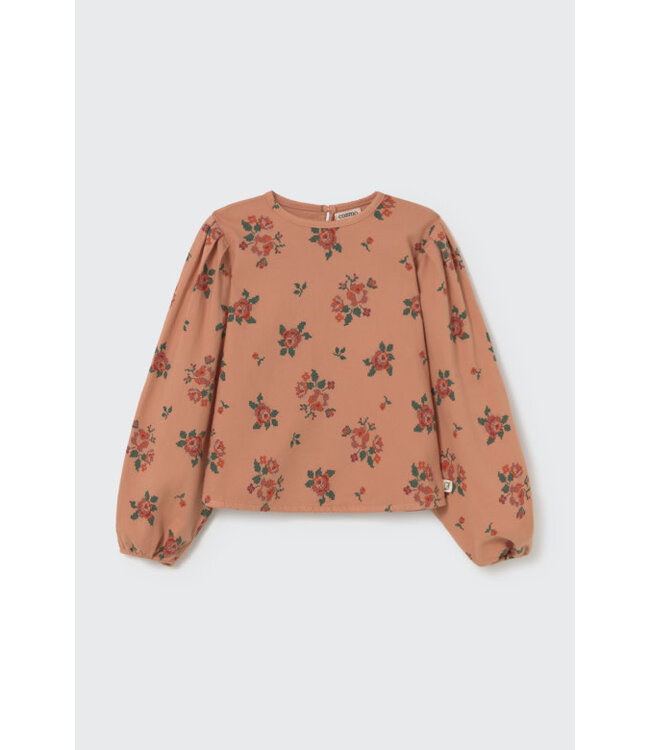 Cross stitch floral flannel blouse