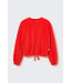 Velour knit bow sweatshirt