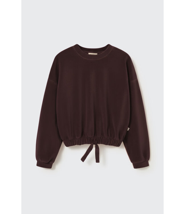 Velour knit bow sweatshirt