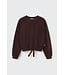 Velour knit bow sweatshirt