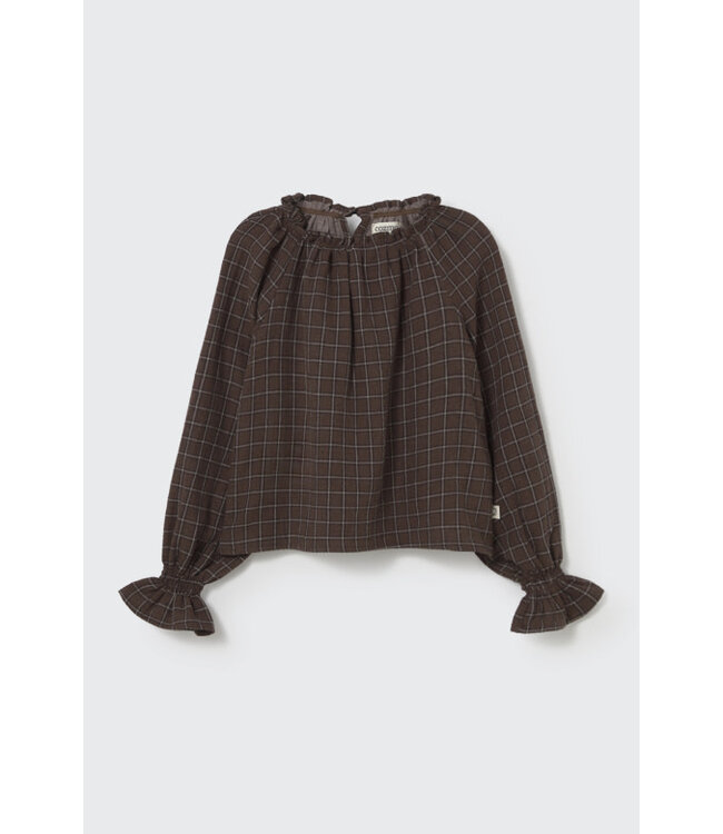 Textured plaid check  blouse