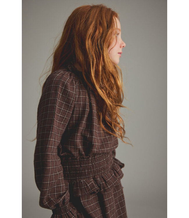 Textured plaid check  blouse