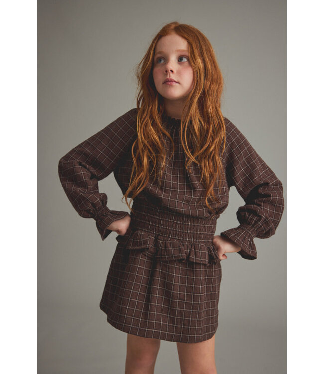 Textured plaid check  skirt