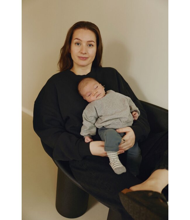 Baby Dropped Shoulder Sweater | Gray Melange