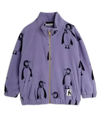 Mini Rodini Penguin aop fleece jacket | Purple