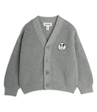 Mini Rodini Ritzratz patch knitted cardigan | Grey Melange