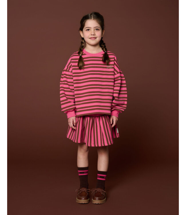 Mini Ruffle Skirt | Stripe Pink/Brown