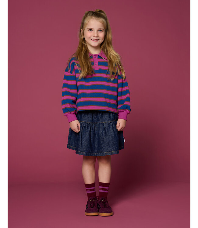 Denim Mini Ruffle Skirt | Dark Blue