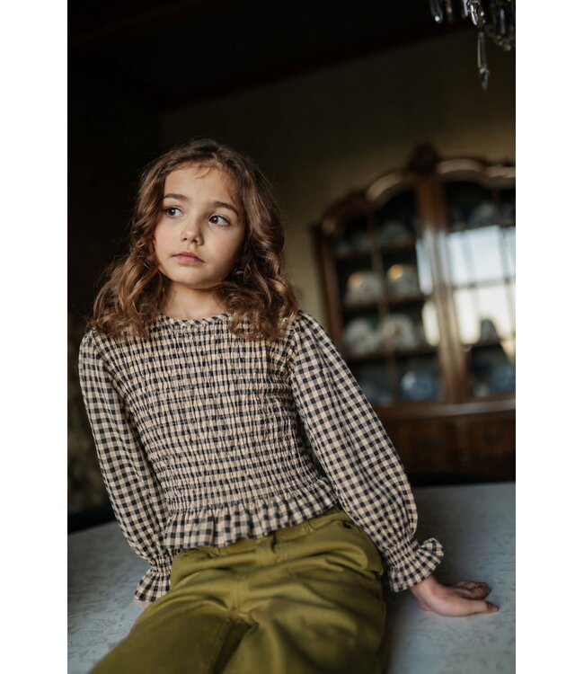 Flow Blouse  | Check Beige/Blue
