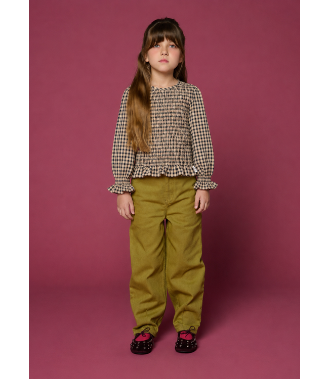 Flow Blouse  | Check Beige/Blue