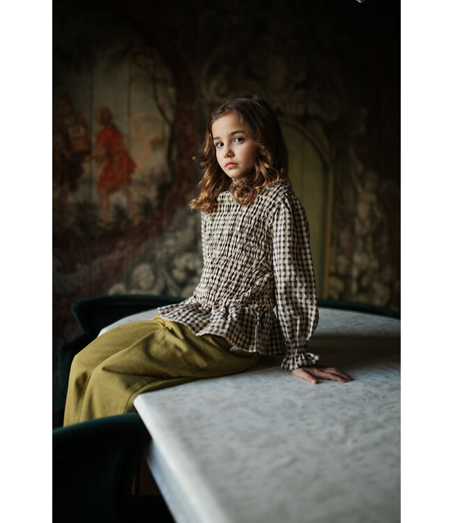 Flow Blouse  | Check Beige/Blue