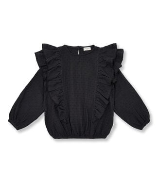 Petit Blush Romantic Ruffle Blouse | Dark Grey