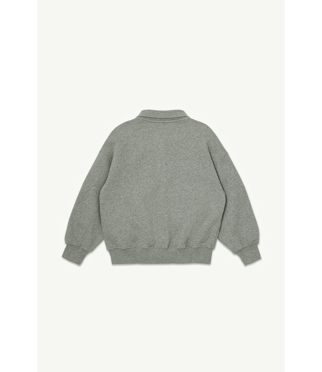 polo sweatshirt | Grey melange fleece