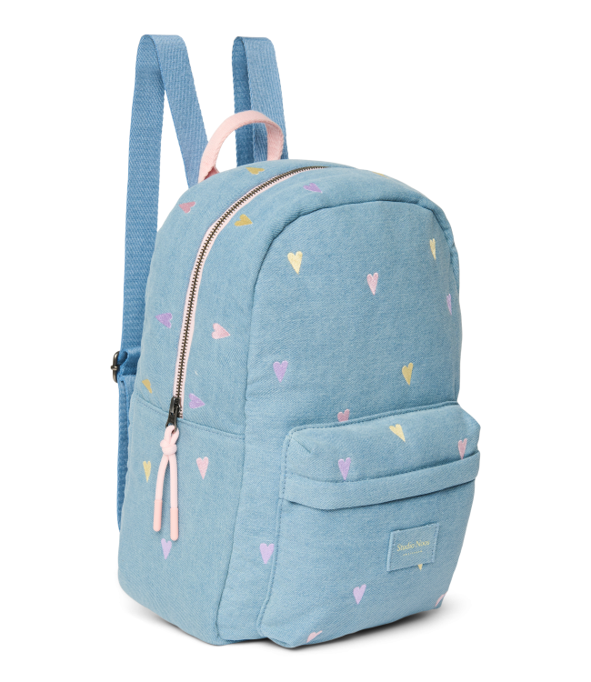 Denim Midi Backpack | Hearts Light Blue Hearts