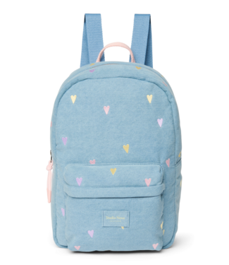 Studio Noos Denim Midi Backpack | Hearts Light Blue Hearts